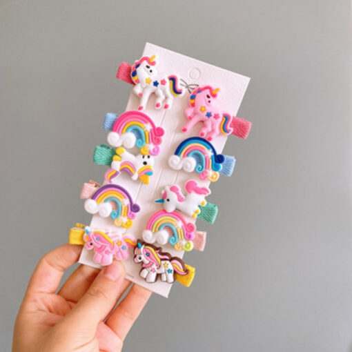 10 Pieces Colorful Hair Clips Unicorn Baby For Girls