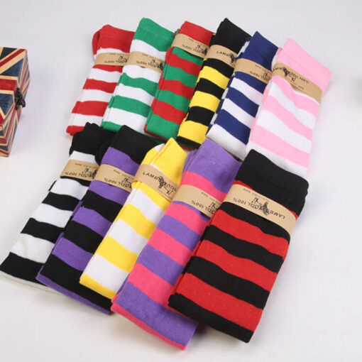 1 Pair Striped Knee Socks Color Wide Stripes - Harajuku