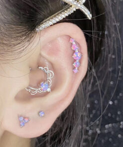 1 Piece Earrings Steel Purple Opal Piercing - Harajuku