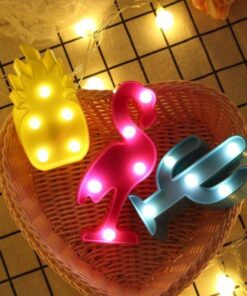 3D Table Lamp Pineapple Flamingo Cactus - Harajuku