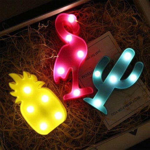 3D Table Lamp Pineapple Flamingo Cactus - Harajuku