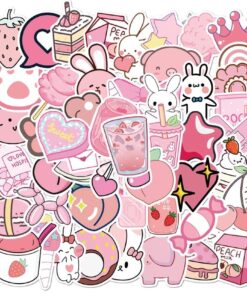 50 PCS Pink Stickers Kawaii Stylers - Harajuku