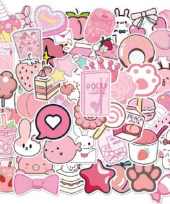 50 PCS Pink Stickers Kawaii Stylers - Harajuku