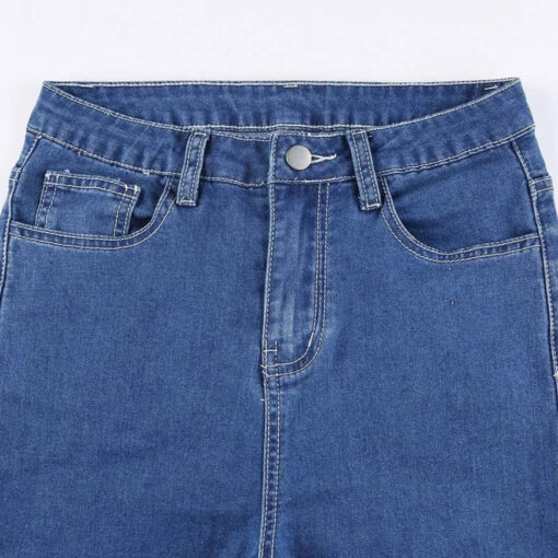 90s Blue Pants Skater Style Pockets High Waist - Harajuku