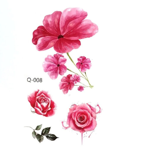 Aesthetic 10 Pieces Temporary Tattoo Sticker Flowers Rose - Harajuku