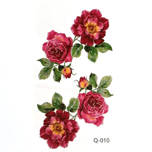 Aesthetic 10 Pieces Temporary Tattoo Sticker Flowers Rose - Harajuku