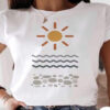Aesthetic Casual Summer White T Shirt Sea Sun