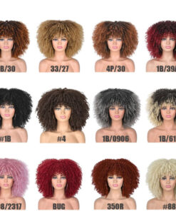 Afro Wig Curly Hair Ombre Bangs Synthetics 14 inch - Harajuku