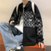 American Jacket Denim Checkered New York Style - Harajuku