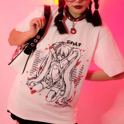 Anime EGirl Tshirt Punk - Harajuku