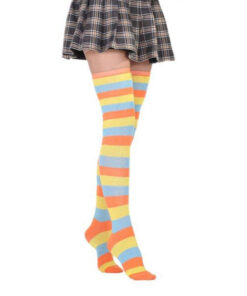 Anime Kawaii Colored Striped Stockings - Harajuku
