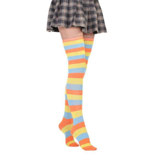 Anime Kawaii Colored Striped Stockings - Harajuku