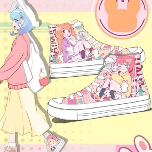 Anime White Sneakers My Melody Kawaii Print - Harajuku