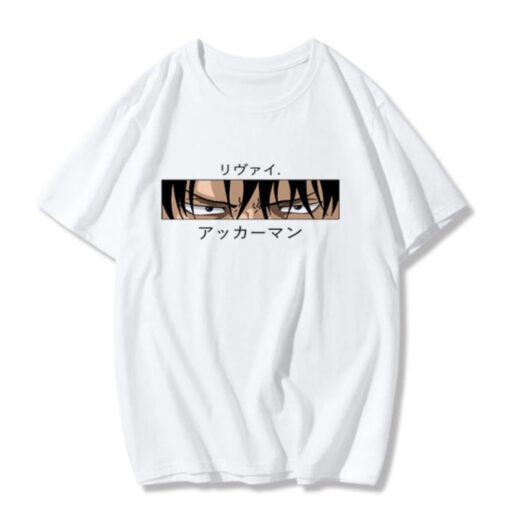 Attack on Titan Anime White Tshirt Print Eyes - Harajuku