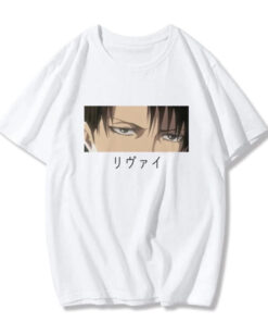 Attack on Titan Anime White Tshirt Print Eyes - Harajuku