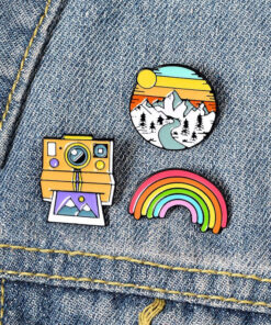Backpack Brooch Clothes Brooch Mountain Photo Rainbow