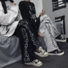Baggy Pants Korean Style Print Chain - Harajuku