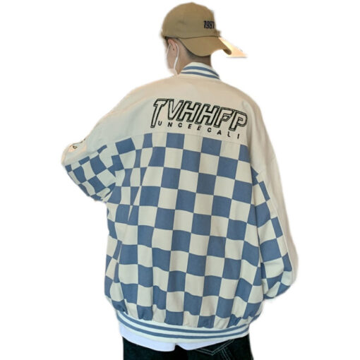 Baseball Jacket Checkered New York Style - Harajuku