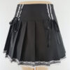 Black Checkered Mini Skirt With Lace And Ribbons
