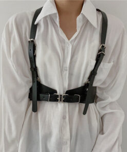 Black Functional Belt Waistband Waistcoat With Shoulder Straps