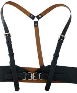 Black Functional Belt Waistband Waistcoat With Shoulder Straps