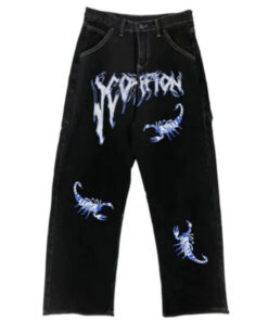 Black Jeans Graffiti Scorpion Gothic Print