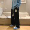 Black Khaki Pants Adjustable Waist New York Style - Harajuku