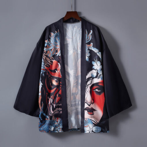Black Kimono Cardigan Peking Opera