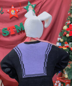 Black Knitted Sweater Navy Collar Bow - Harajuku