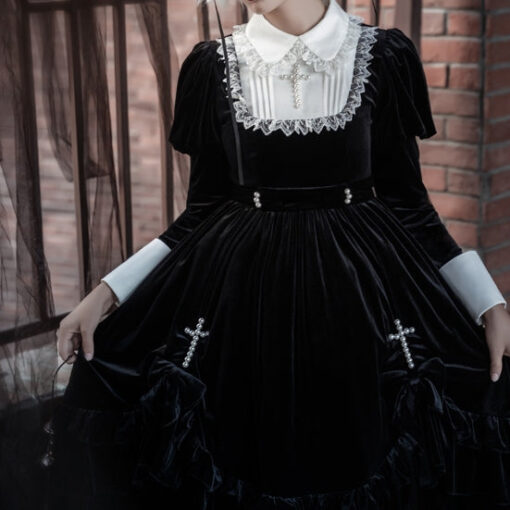 Black Lolita Dress Kawaii Style Gothic Maid
