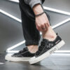 Black Low Top Sneakers Canvas Thick Sole Velcro