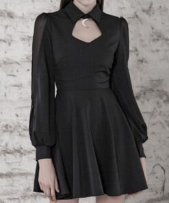 Black Mini Dress Luna Mesh Sleeves