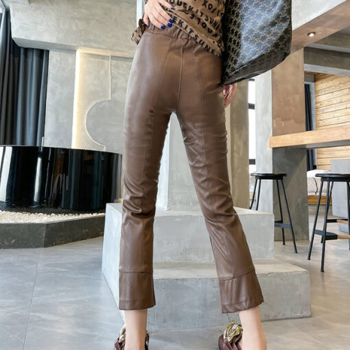 Black Or Coffee Faux Leather Short Skinny Pants