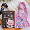 Black Or Pink Card Case With Strap Cartoon Student