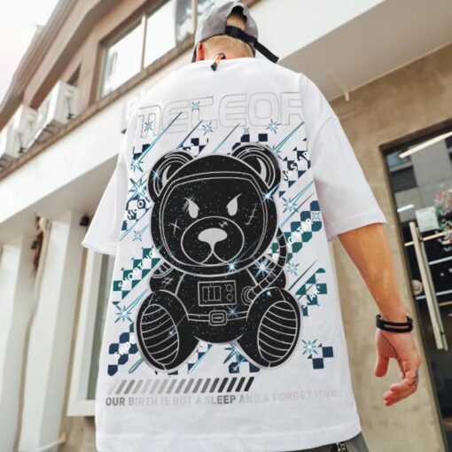 Black Or White T Shirt American Cyberpunk Bear