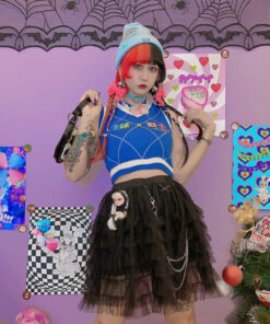 Black Puffy Fluffy Lace Mini Tulle Skirt - Harajuku