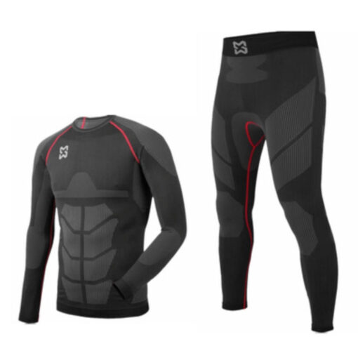 Black Quick Dry Thermal Underwear Cycling Running Fishing Suit Long Sleeves Plus Pants