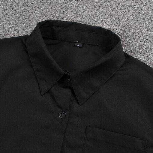 Black Shirt Short Long Sleeve Japanese College - Harajuku