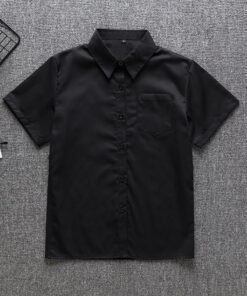 Black Shirt Short Long Sleeve Japanese College - Harajuku