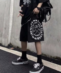 Black Shorts Letter Punk Bear - Harajuku
