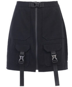Black Skirt Pockets With Buckles Punk Grunge Korean Style - Harajuku