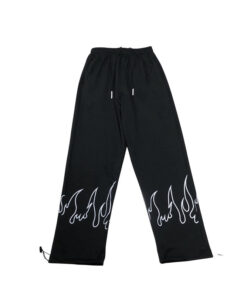 Black Sweatpants Flame Print Bottom - Harajuku