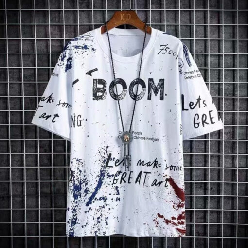 Black Tshirt Graffiti Letter Print Boom