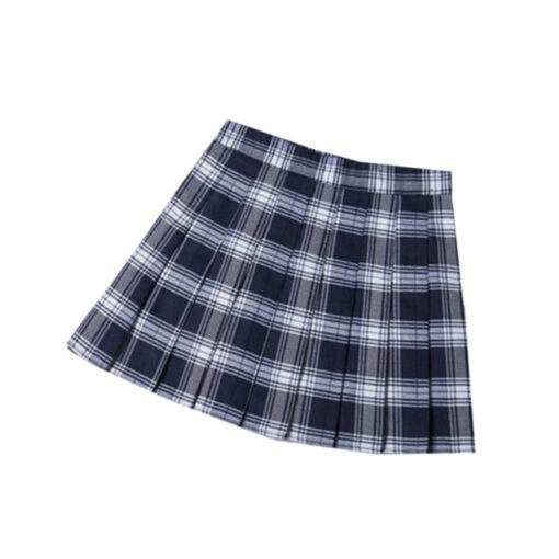 Black White Pleated Plaid Mini Skirt - Harajuku