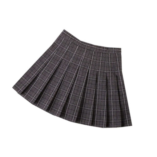 Black White Pleated Plaid Mini Skirt - Harajuku