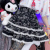 Black and White Fluffy Double Layer Skirt Cake Print Kuromi