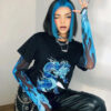 Blouse Blue Dragon Harajuku Style - Harajuku