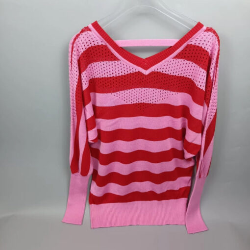 Blouse Sweater Stripes Pink Or Black