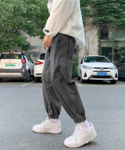 Blue Gray Elasticated Jeans New York Style - Harajuku