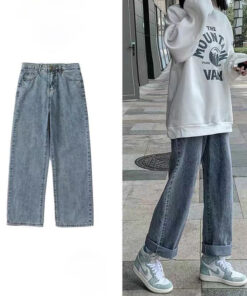 Blue Jeans Loose Retro Street Style - Harajuku